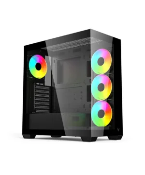 Gabinete Hilevel, Sem Fonte, Com 4 Fan, ATX, ARGB de 12 cm - LV510 Preto