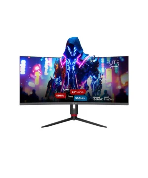 Alternative view of Monitor Gamer Hi Level Elite Curvo 34" ELED, 180Hz, 1ms, HDR, Freesync e G-sync - HL34R180C Preto