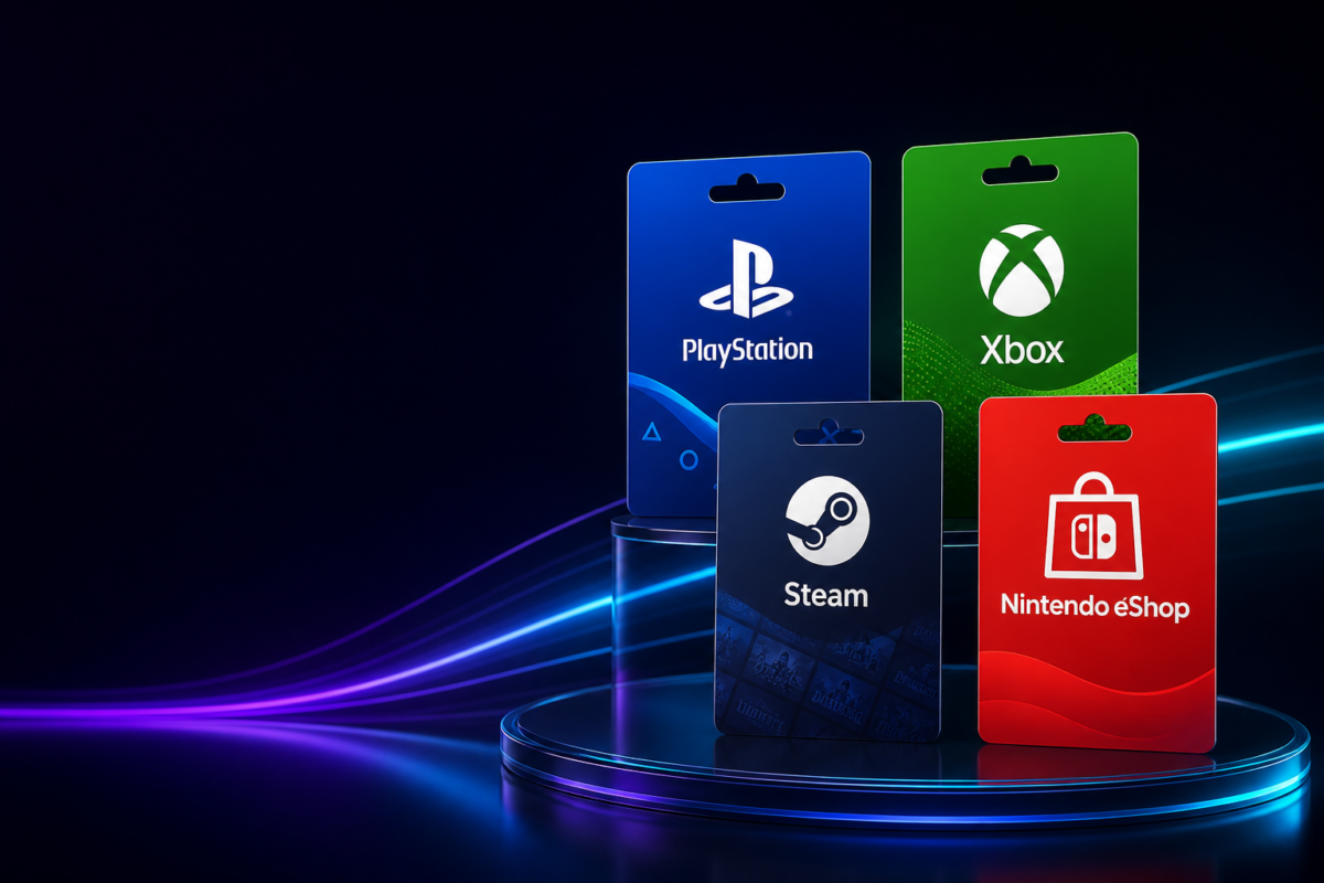 Gift cards digitais para PlayStation, Xbox, Steam e Nintendo eShop